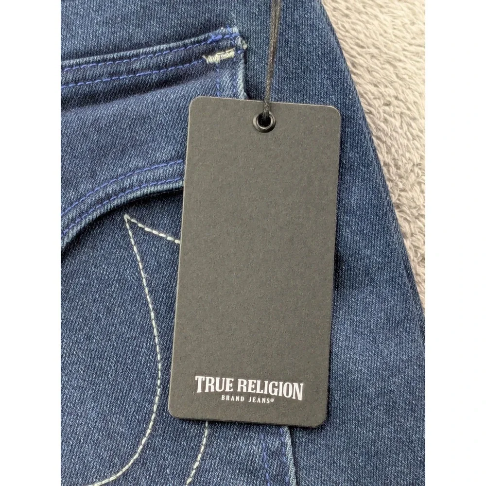 True Religion Rocco Relaxed Skinny Jeans Dark Scorched Wash Flap Pocket Mens 34 - Picture 13 of 15